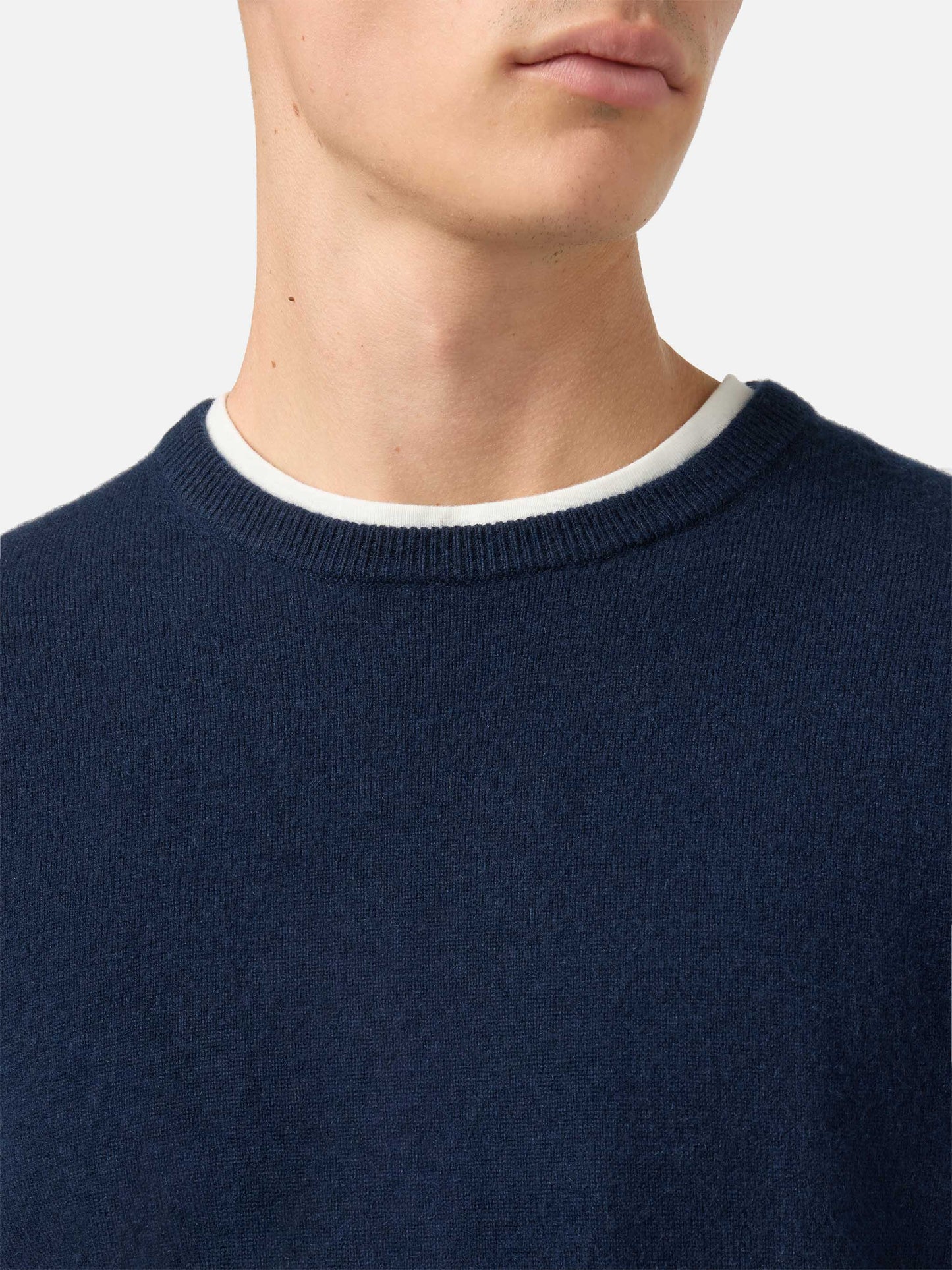 Regent crewneck sweater in 100% navy blue CASHMERE