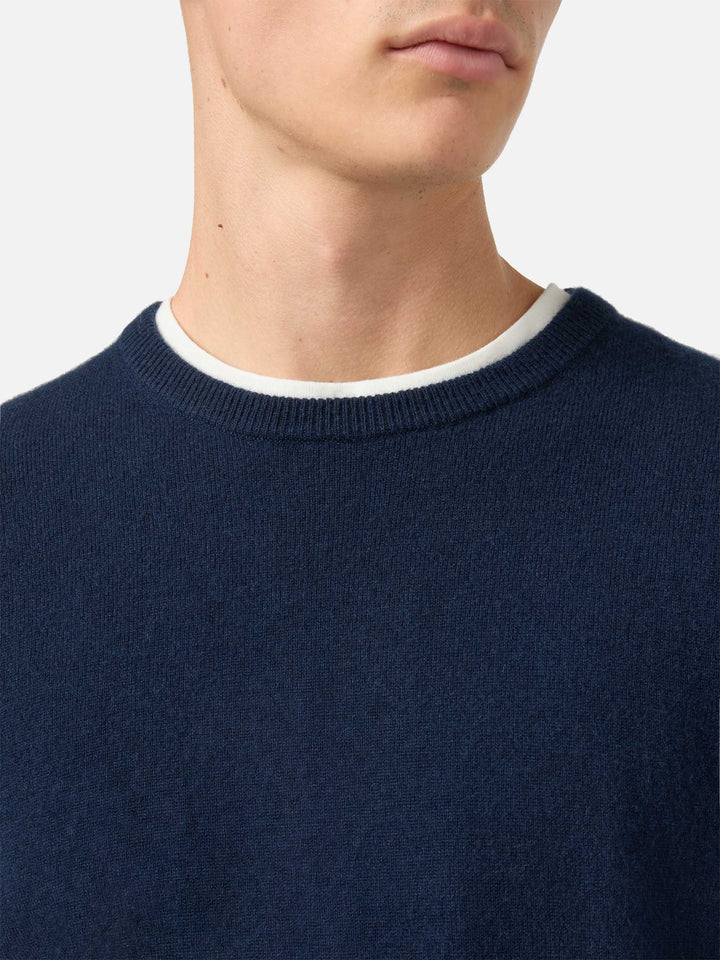 Regent crewneck sweater in 100% navy blue CASHMERE