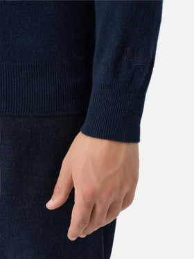 Regent crewneck sweater in 100% navy blue CASHMERE