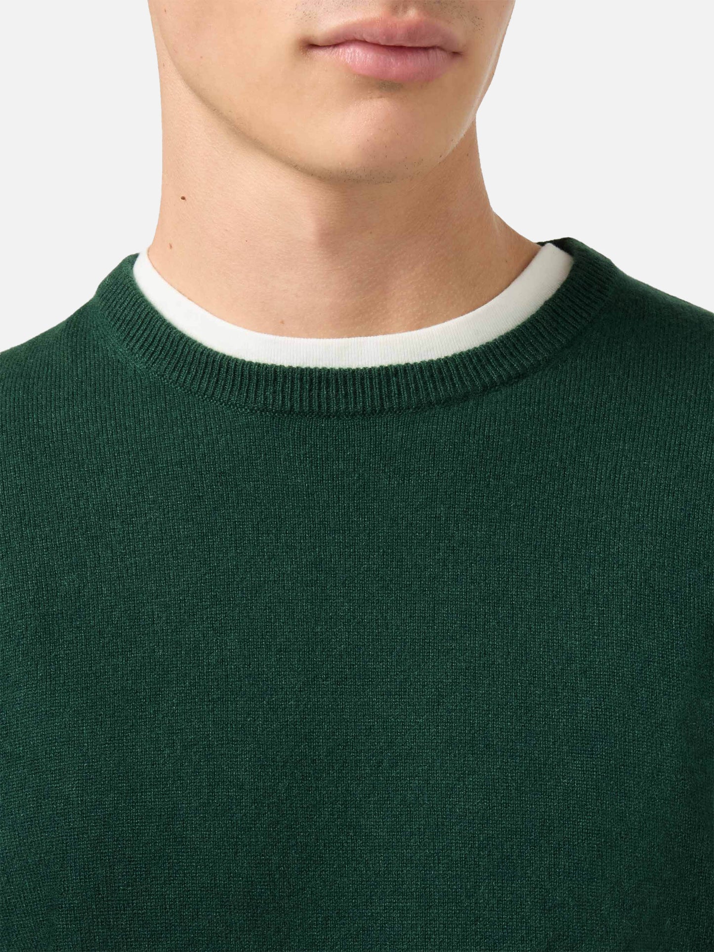 Regent crewneck sweater in 100% dark green CASHMERE