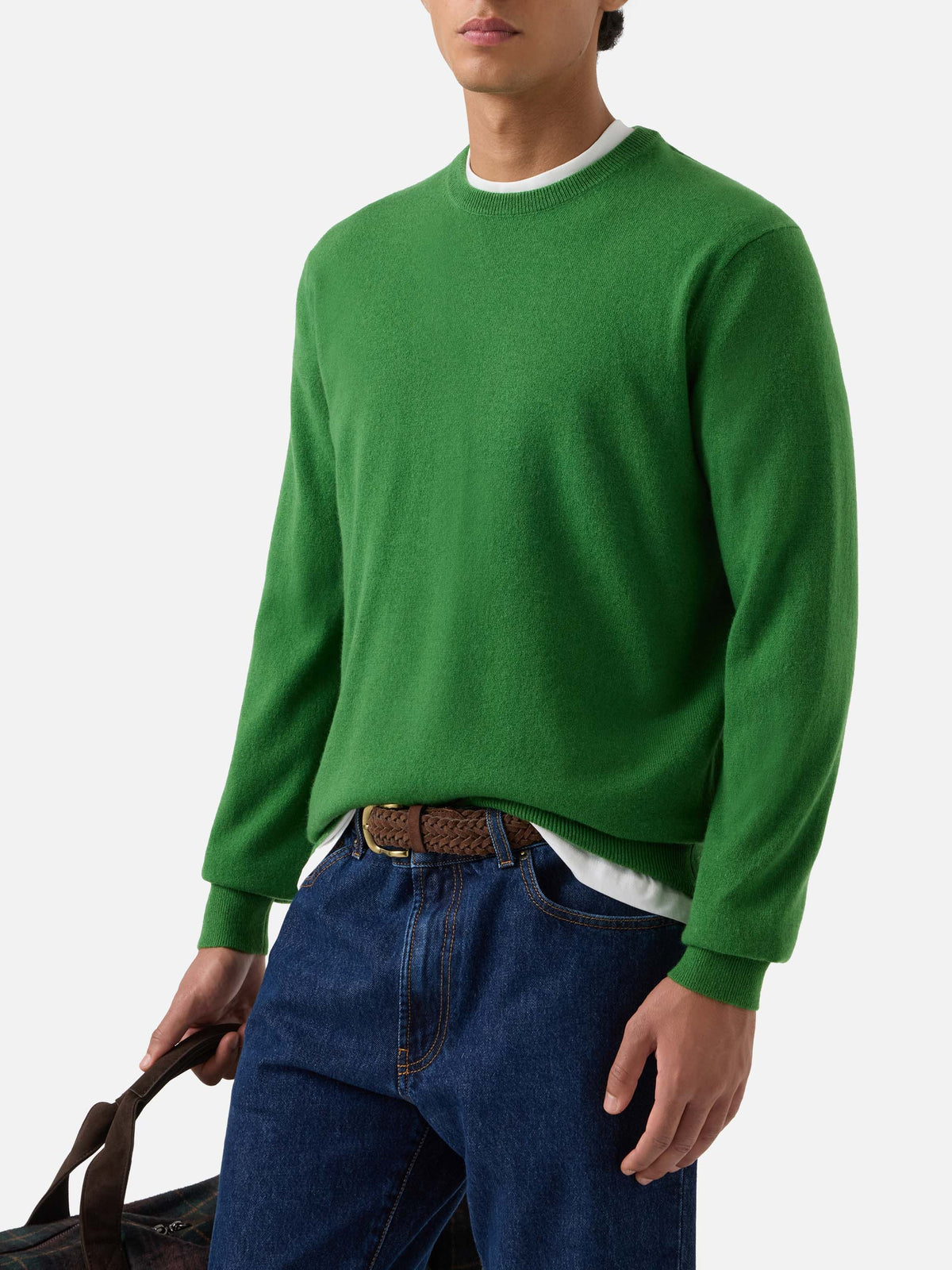 Crewneck Regent aus grünem Kaschmir 