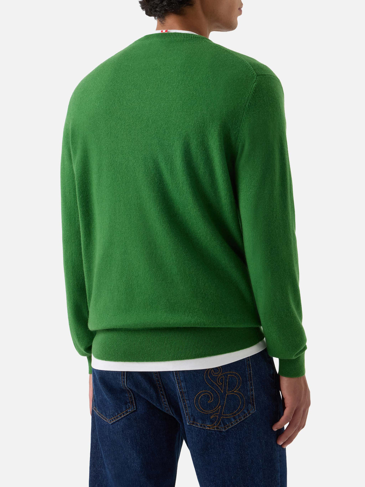 Crewneck Regent aus grünem Kaschmir 