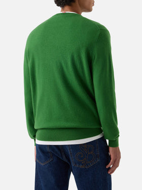 Crewneck Regent aus grünem Kaschmir 