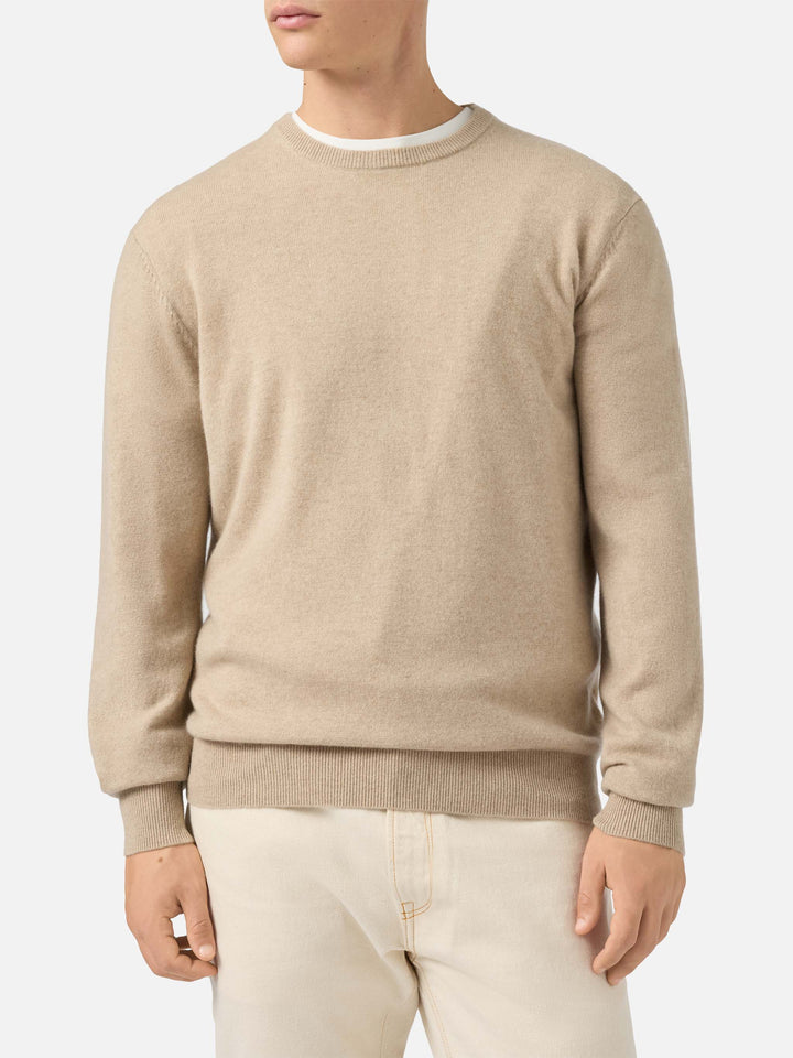 Regent crewneck sweater in beige 100% CASHMERE