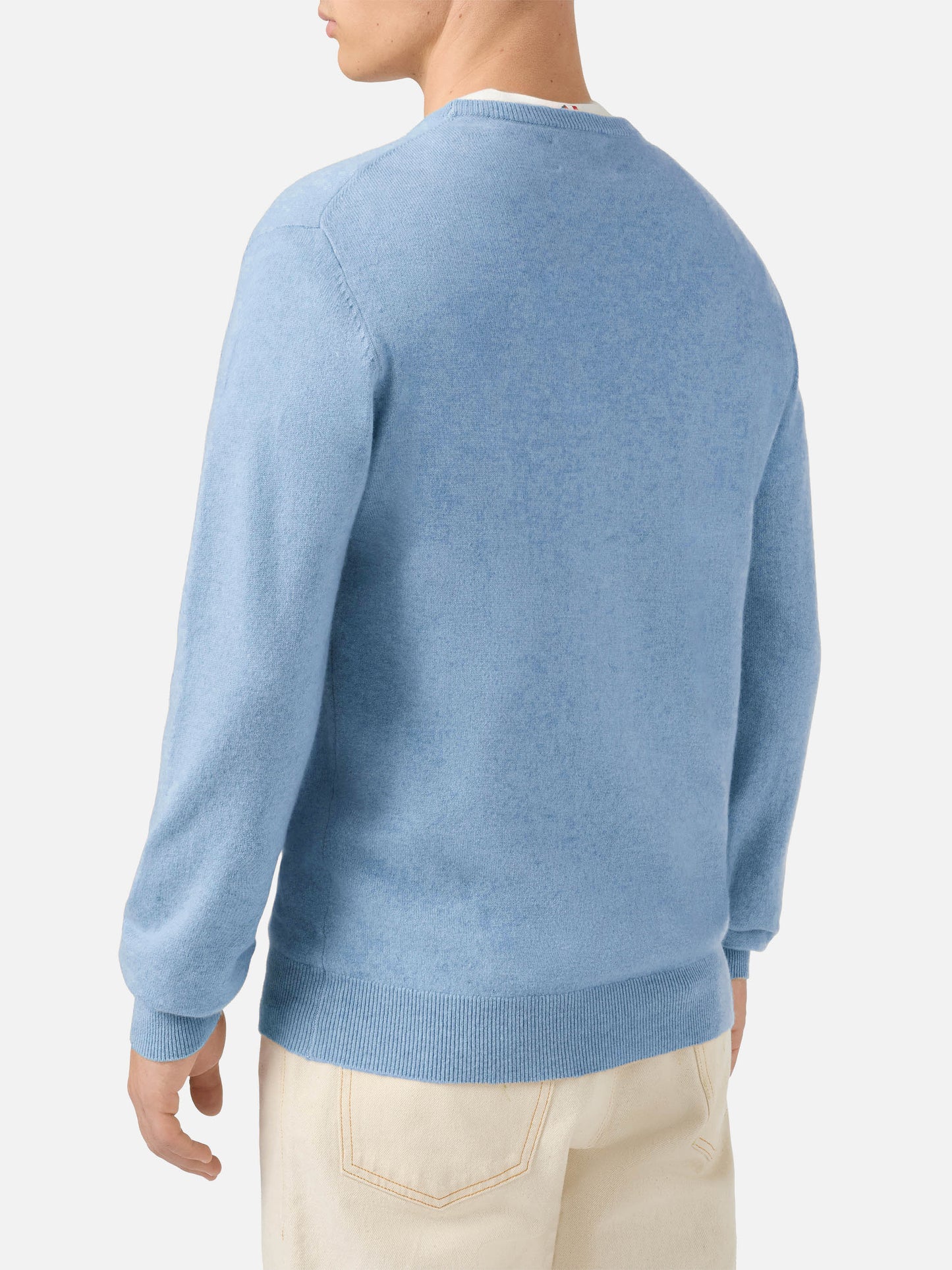 Regent crewneck sweater in 100% light blue CASHMERE
