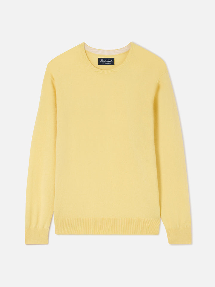 Pull Regent à col rond en cachemire jaune 