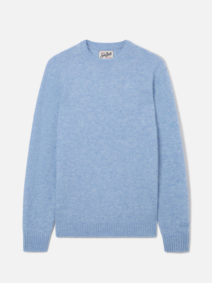 Maglia girocollo Regent azzurra in misto alpaca