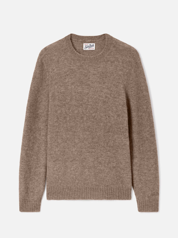 Maglia girocollo Regent beige in misto alpaca