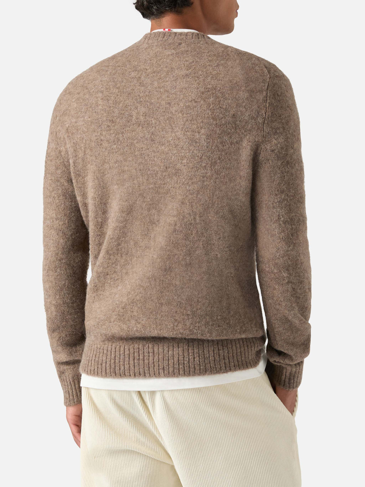 Jersey Beige Regent de cuello redondo en mezcla de alpaca 