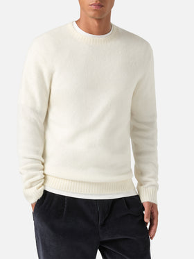 Jersey de cuello redondo Regent Off white en mezcla de alpaca 