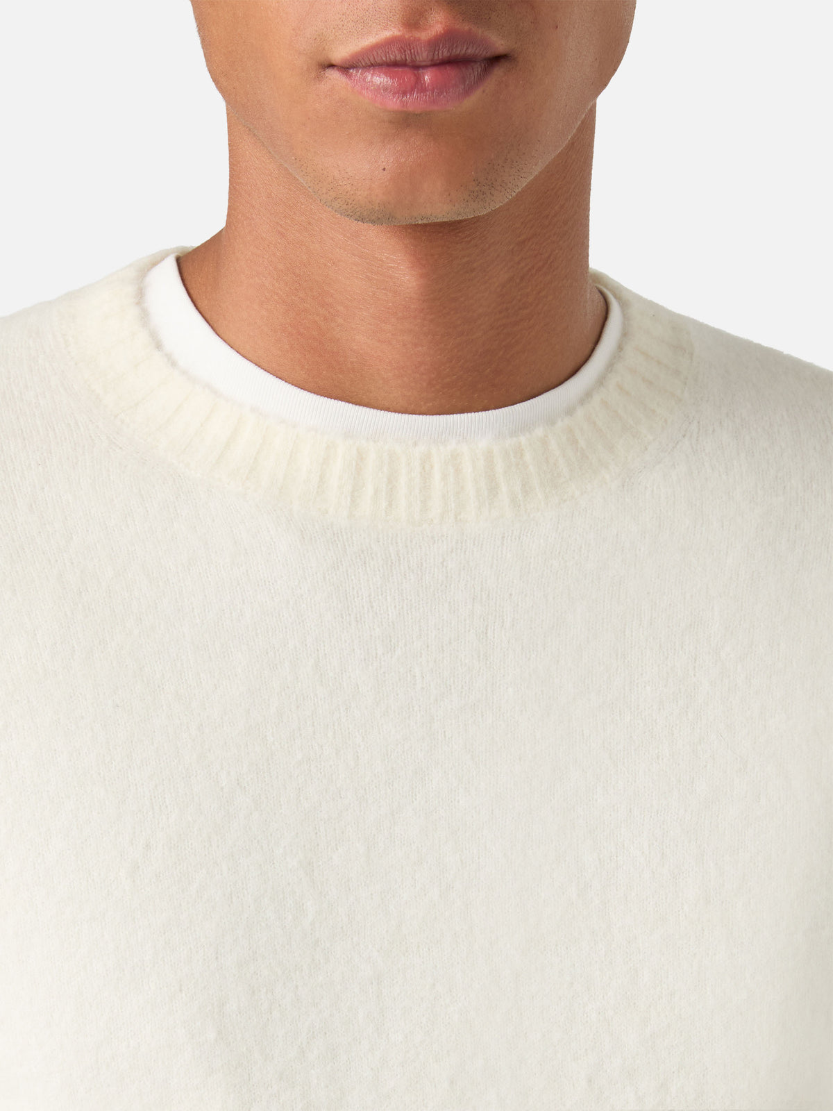 Jersey de cuello redondo Regent Off white en mezcla de alpaca 