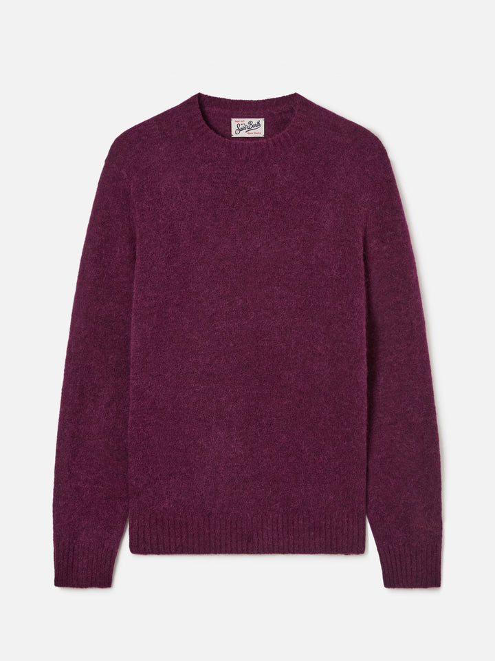 Maglia girocollo Regent bordeaux in misto alpaca