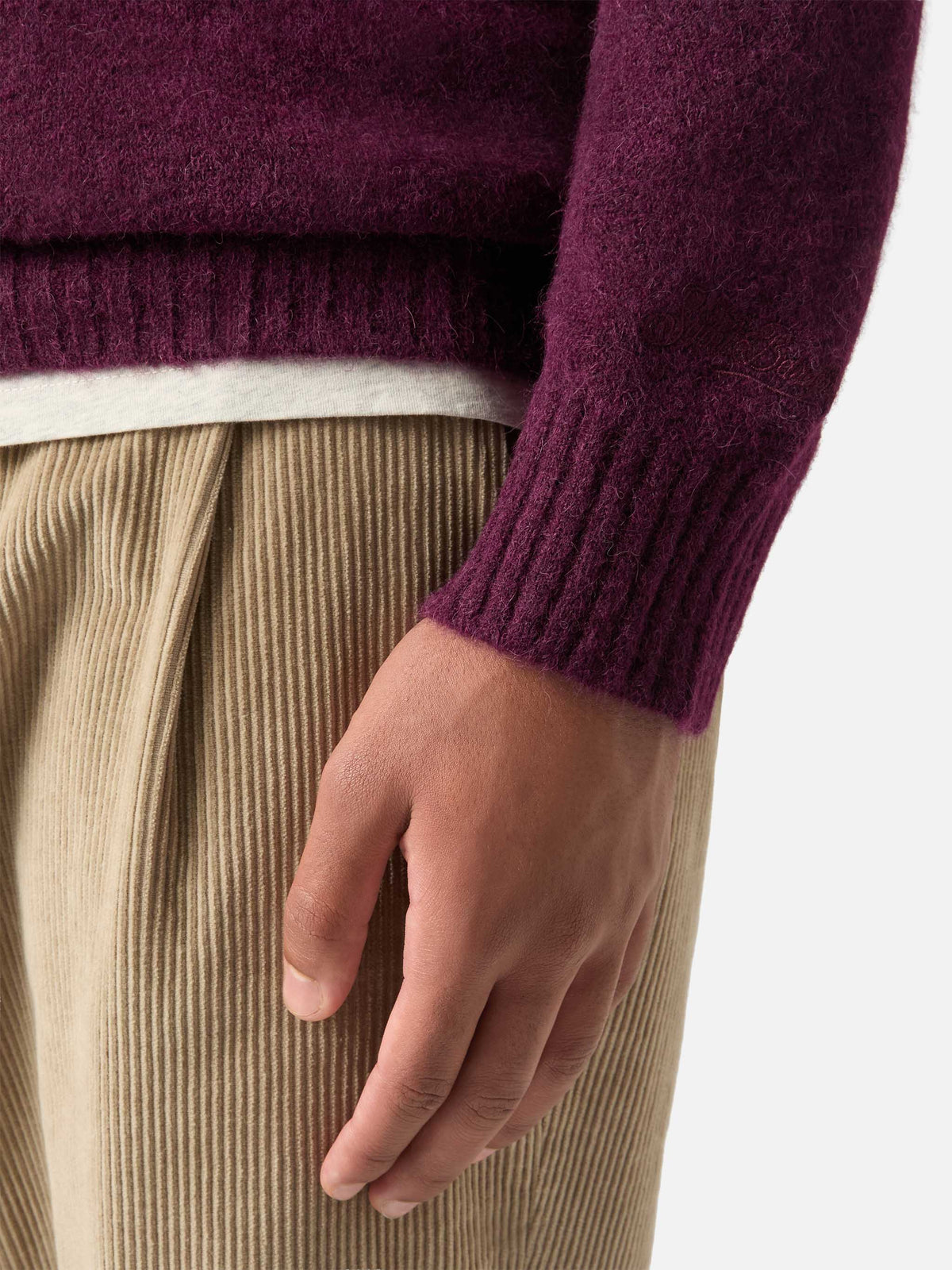 Jersey de cuello redondo Burgundy Regent en mezcla de alpaca 
