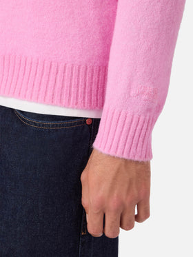 Suéter Regent rosa de alpaca elástica con bordado del logo 