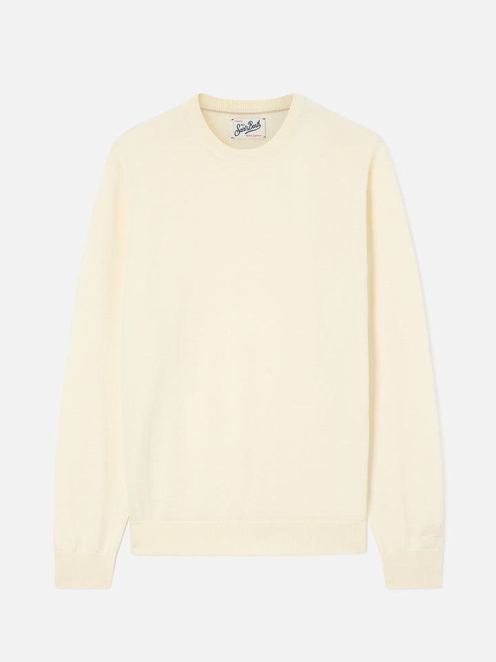 Off white Regent merino wool and cashmere blend crewneck