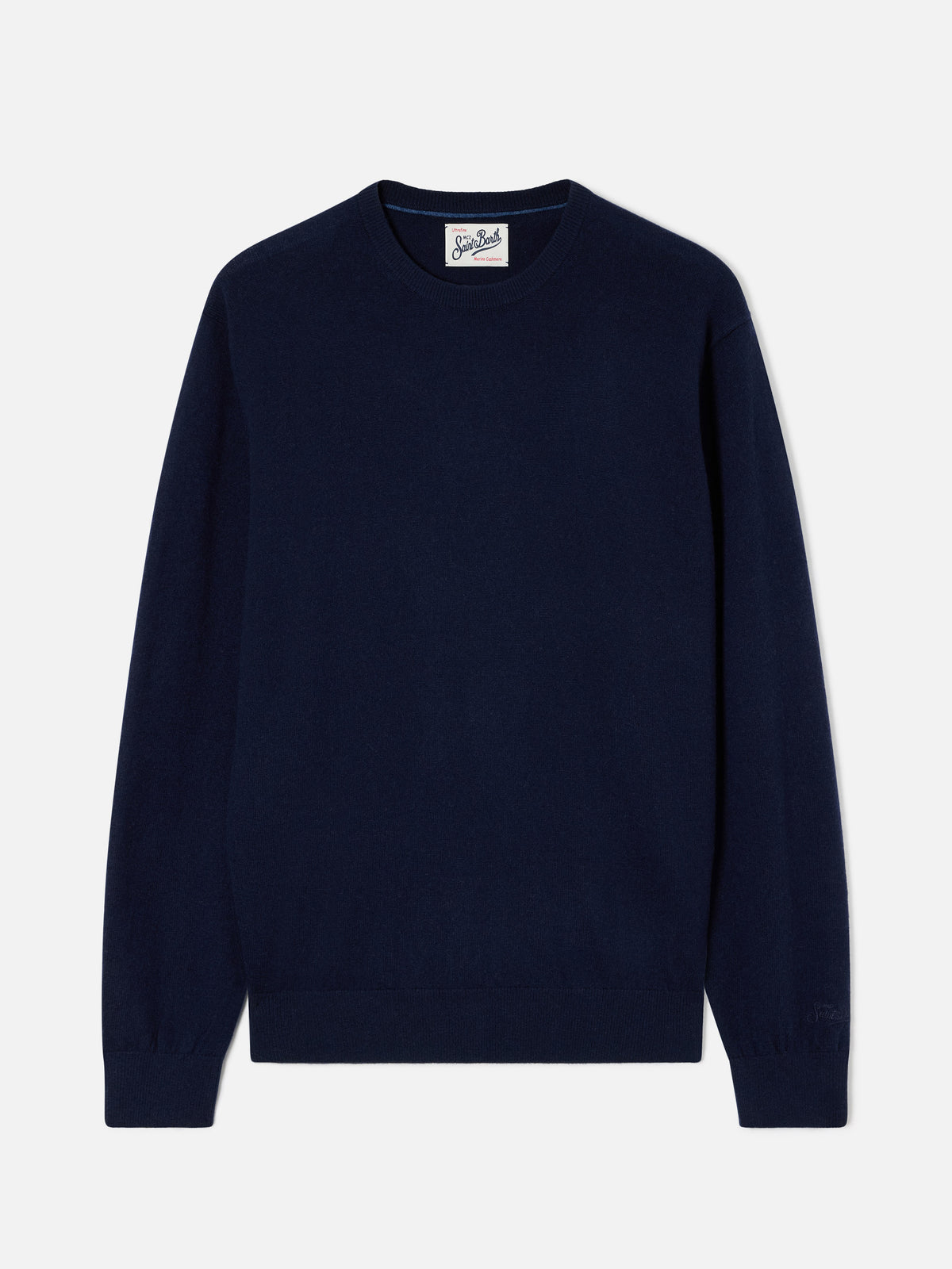 Jersey de cuello redondo Regent en mezcla de lana merino y cachemira Navy blue 