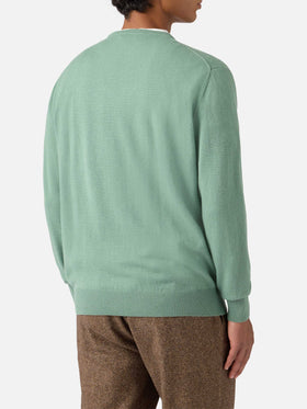 Regent sweater in sage green merino wool and cashmere