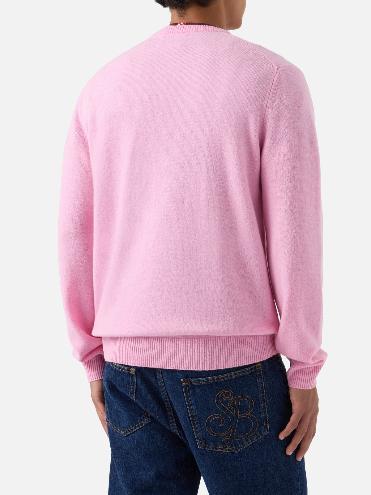 Pull col rond en laine d’agneau Pink Regent 