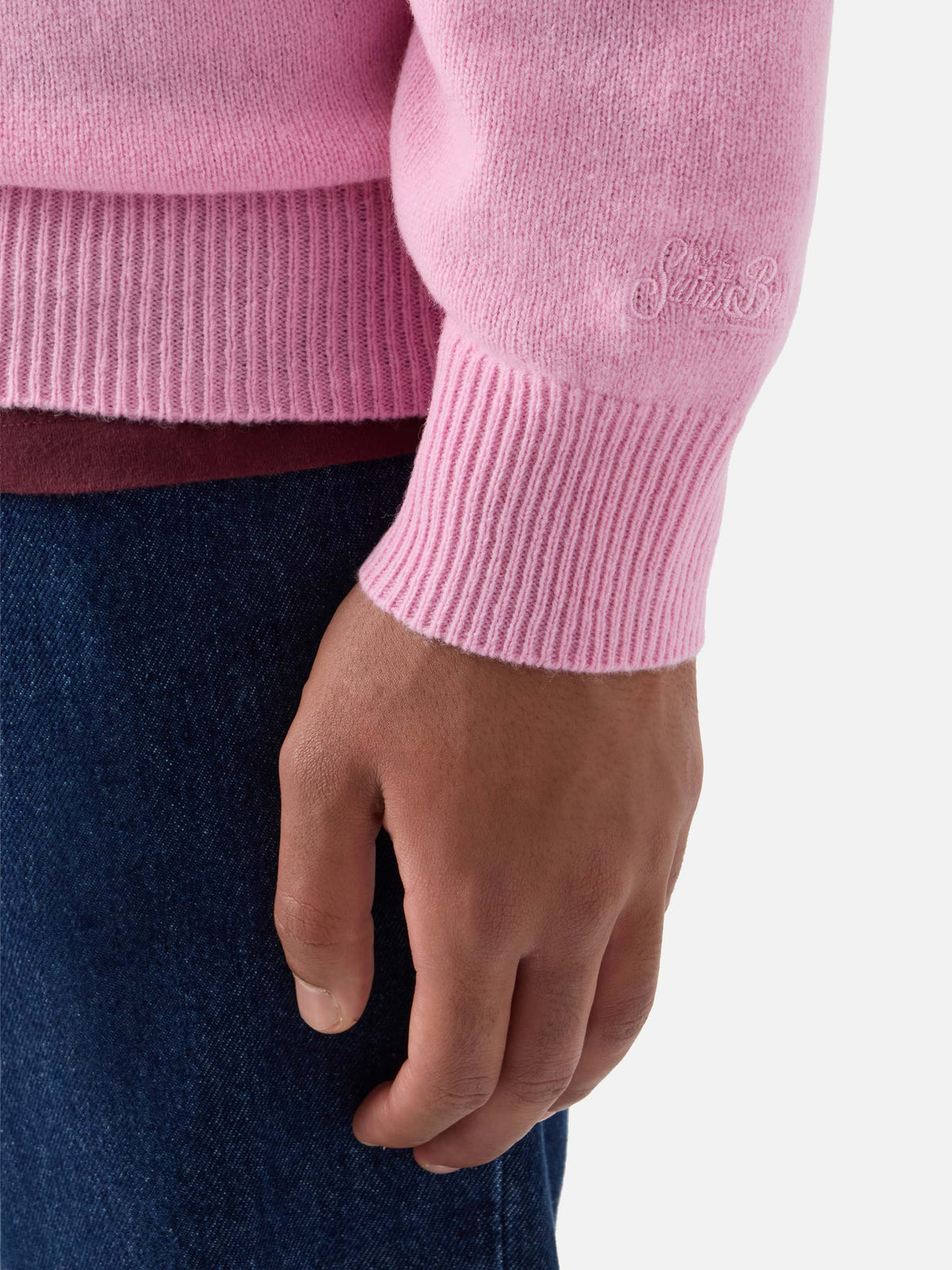 Pull col rond en laine d’agneau Pink Regent 