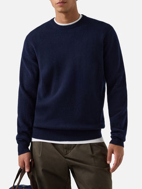 Pull col rond Regent en laine d’agneau Navy blue 
