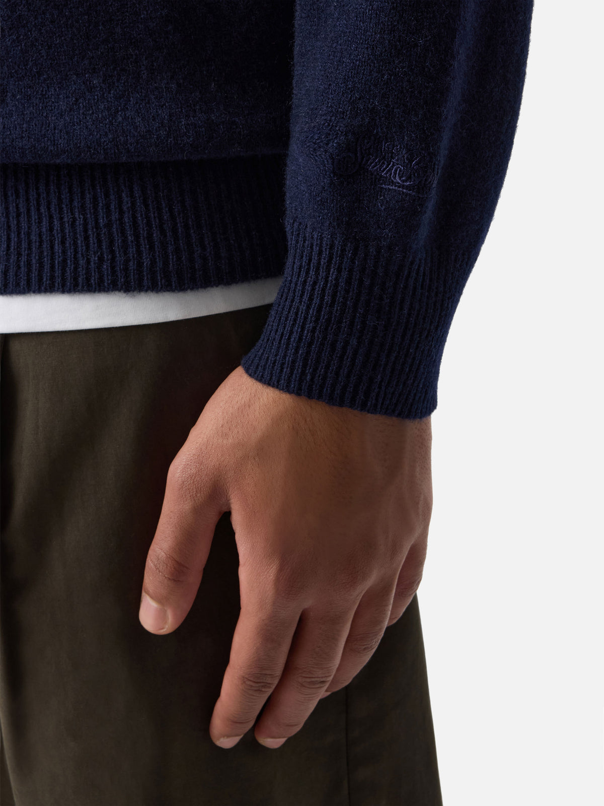 Pull col rond Regent en laine d’agneau Navy blue 
