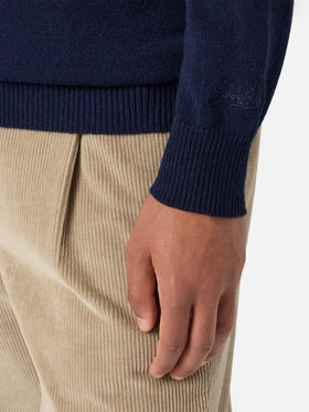 Regent 100% lambswool sweater in night blue