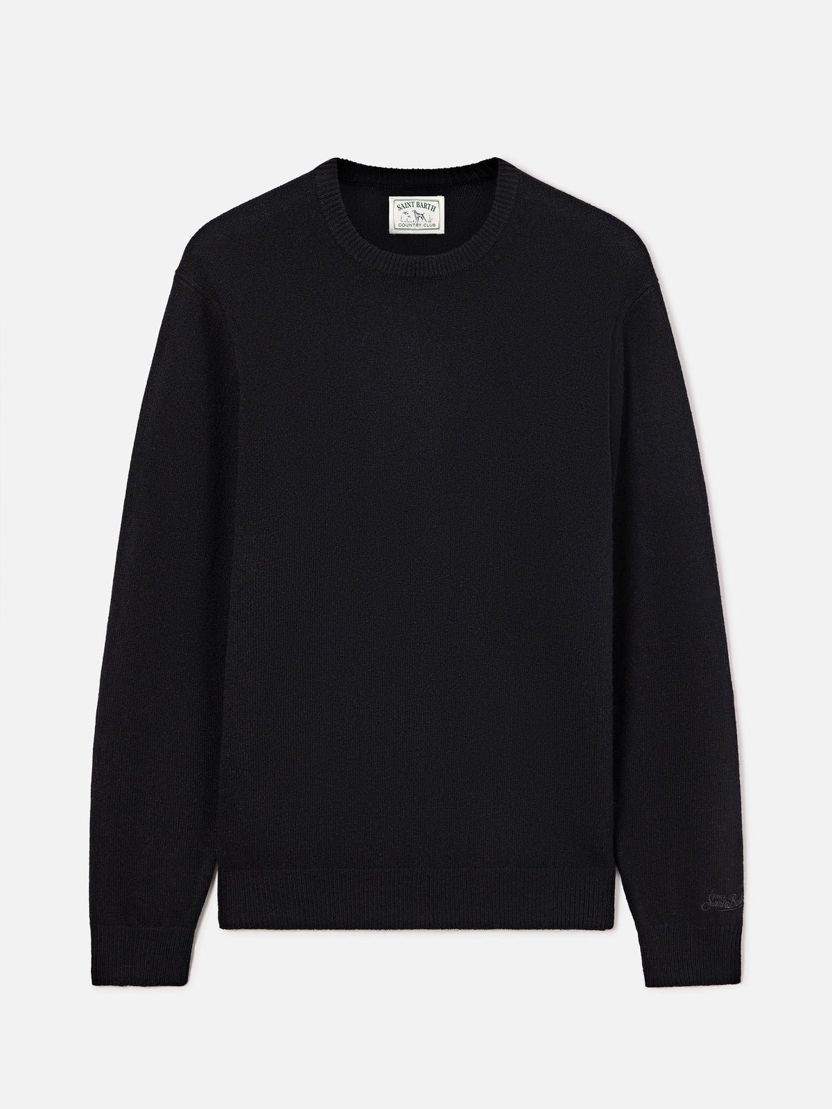Maglia girocollo Regent nera in lambswool