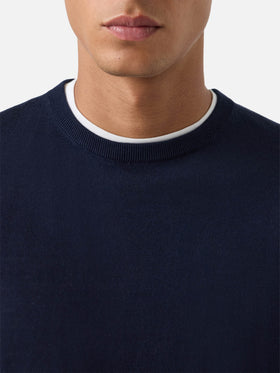 Navy blue Regent merino wool crewneck
