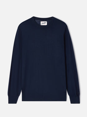 Navy blue Regent merino wool crewneck