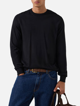 Black Regent merino wool crewneck