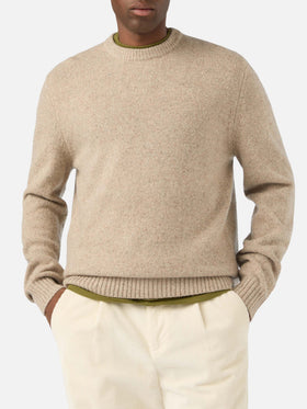 Jersey de cuello redondo en mezcla de lana Donegal Regent color caqui 