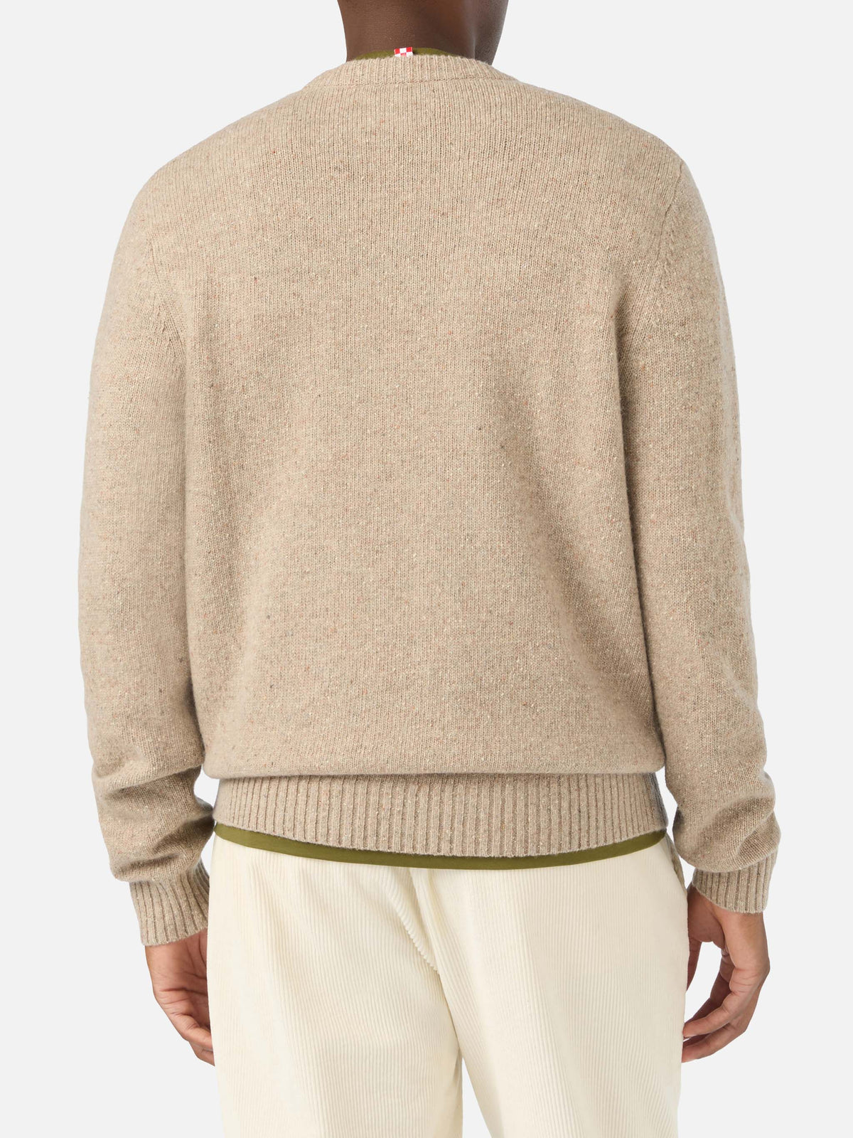 Jersey de cuello redondo en mezcla de lana Donegal Regent color caqui 