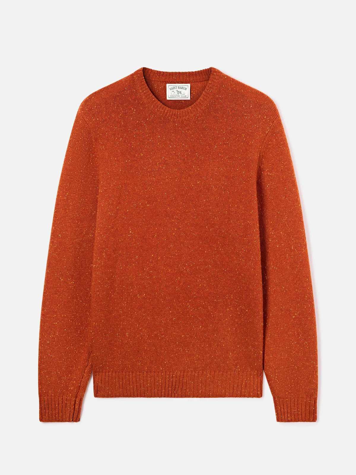 Jersey de cuello redondo de punto Donegal en mezcla de lana Orange Regent 