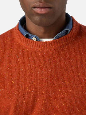 Maglia girocollo Regent arancione in misto lana Donegal