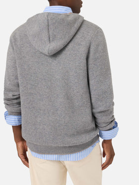 Grey Ridge wool hooded knit with SB Legacy monogram