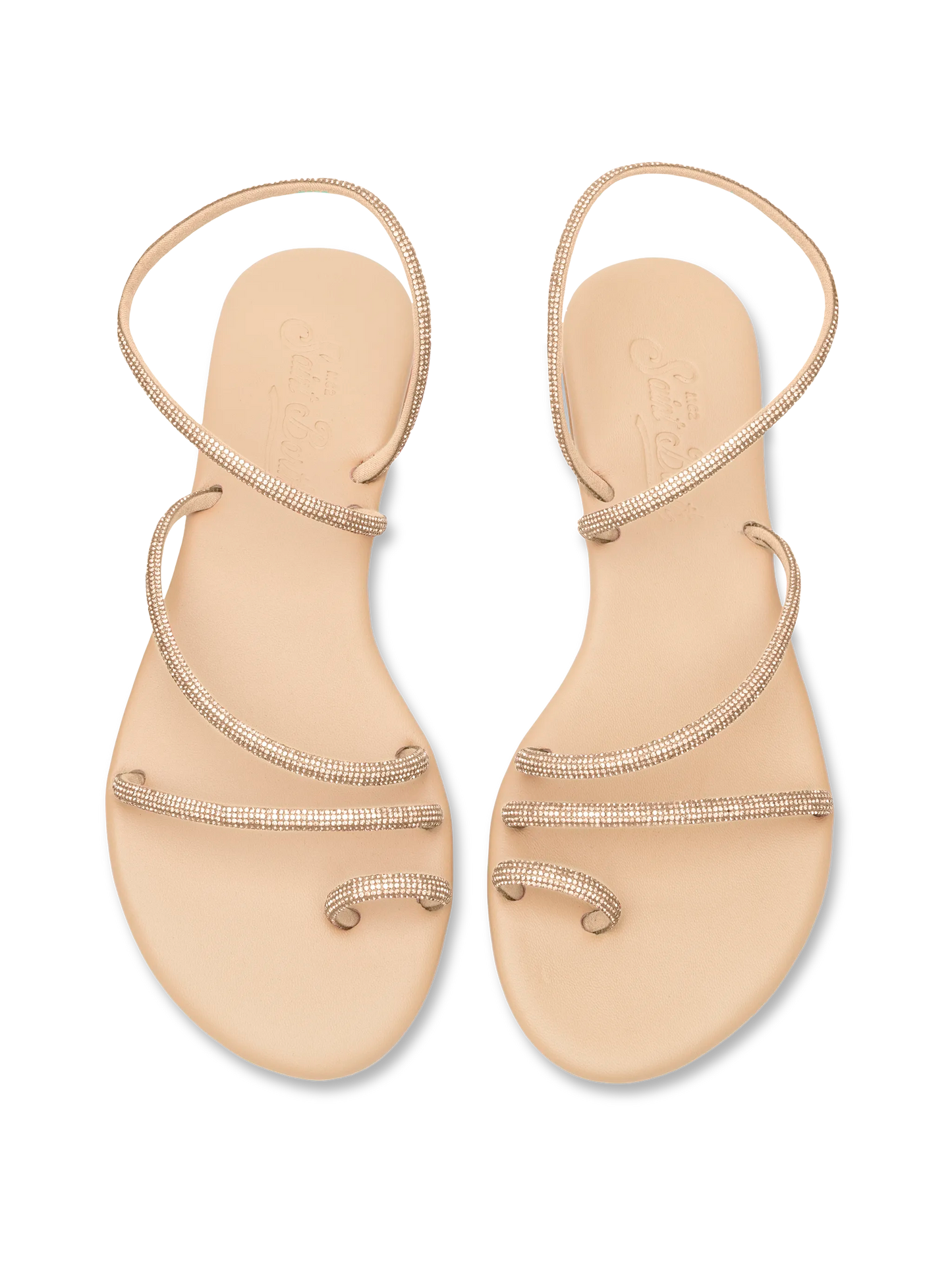 Flat Ring Sandals con strass beige