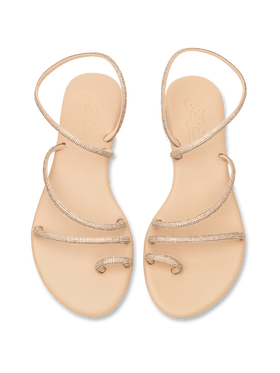 Flat Ring Sandals con strass beige