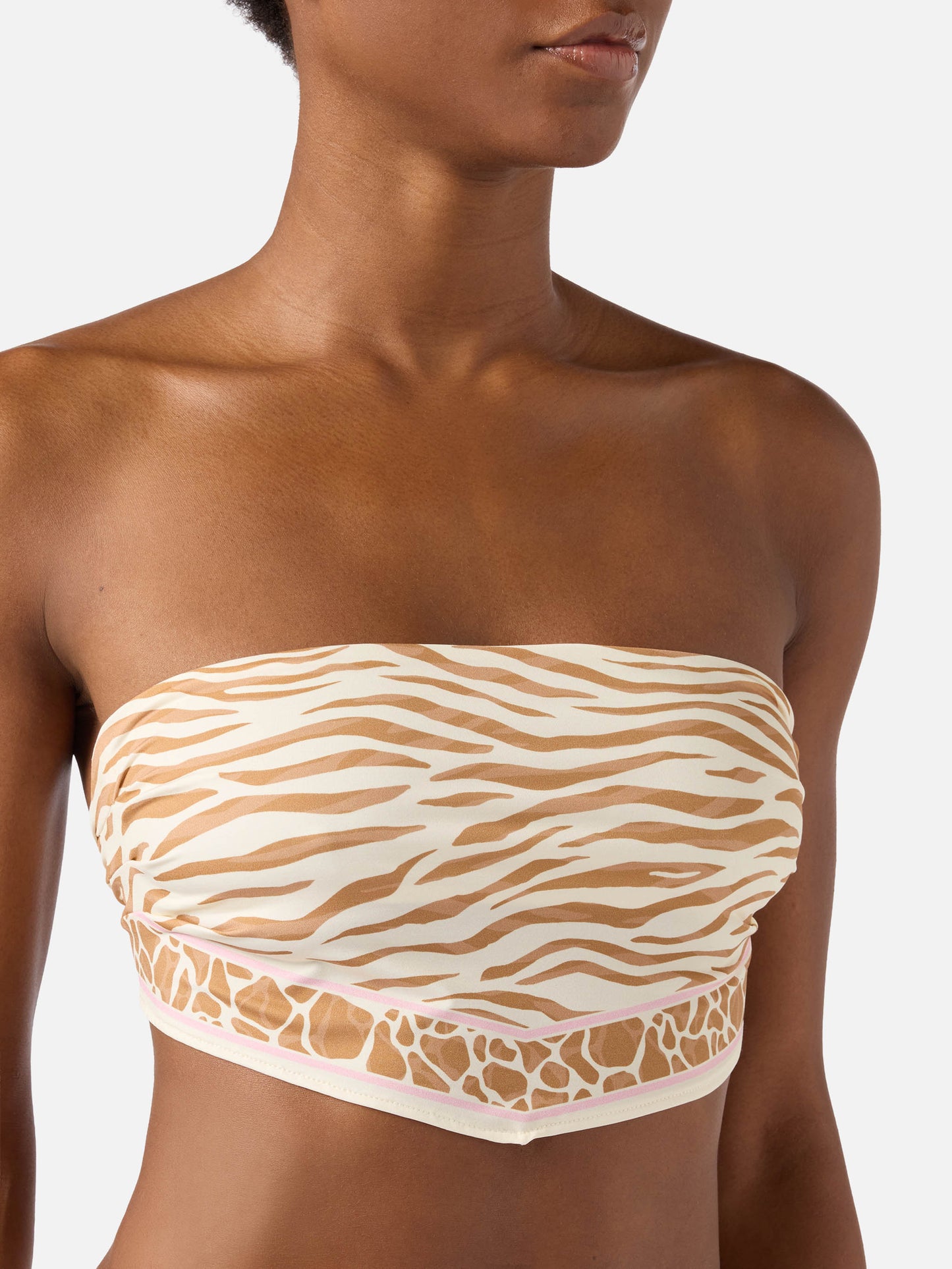 Top de bikini bandeau Rio con estampado animal 