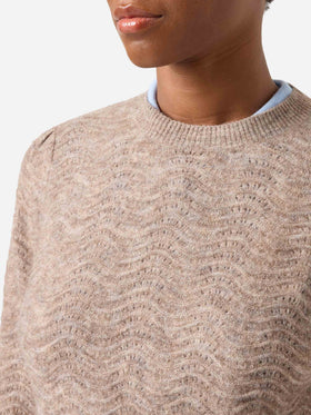 Nut Marienne soft alpaca wool blend crewneck knit with wave stitch