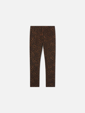 Legging Rosy en coton marron avec imprimé léopard 