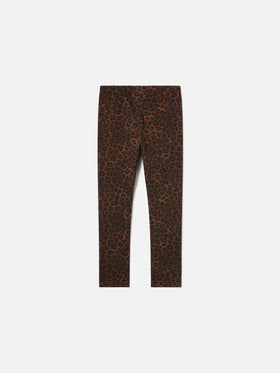 Legging Rosy en coton marron avec imprimé léopard 