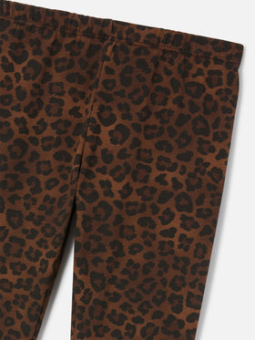 Legging Rosy en coton marron avec imprimé léopard 