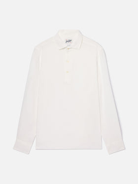 Long-sleeve Raphael linen polo white