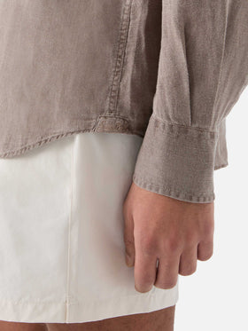 Camicia Raphael in puro lino marrone