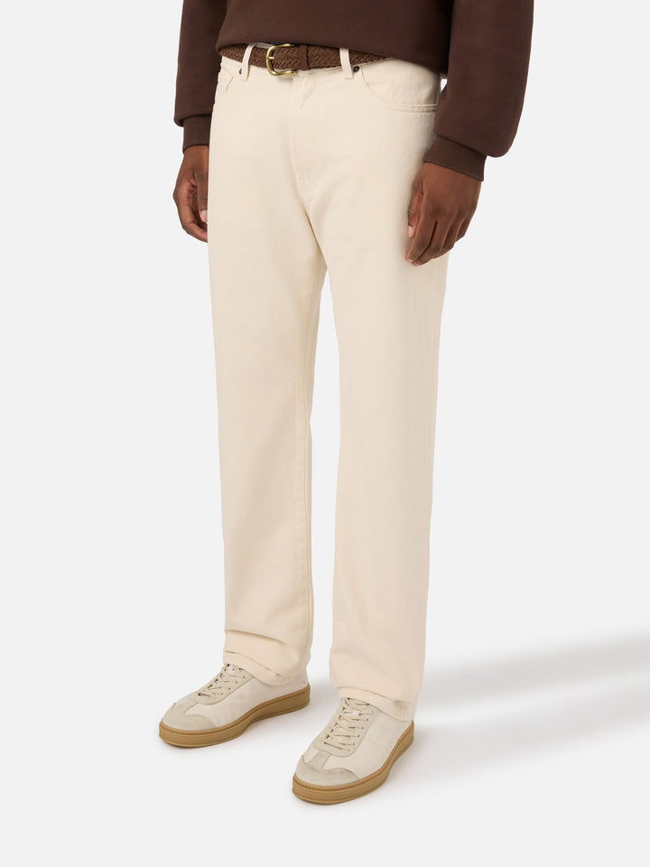 Beigefarbene Riverdale Five-Pocket-Hose aus Baumwolle 
