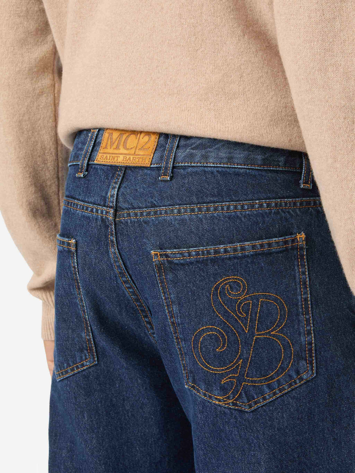 Light blue Riverdale denim jeans with stone wash finish