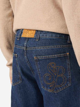 Light blue Riverdale denim jeans with stone wash finish