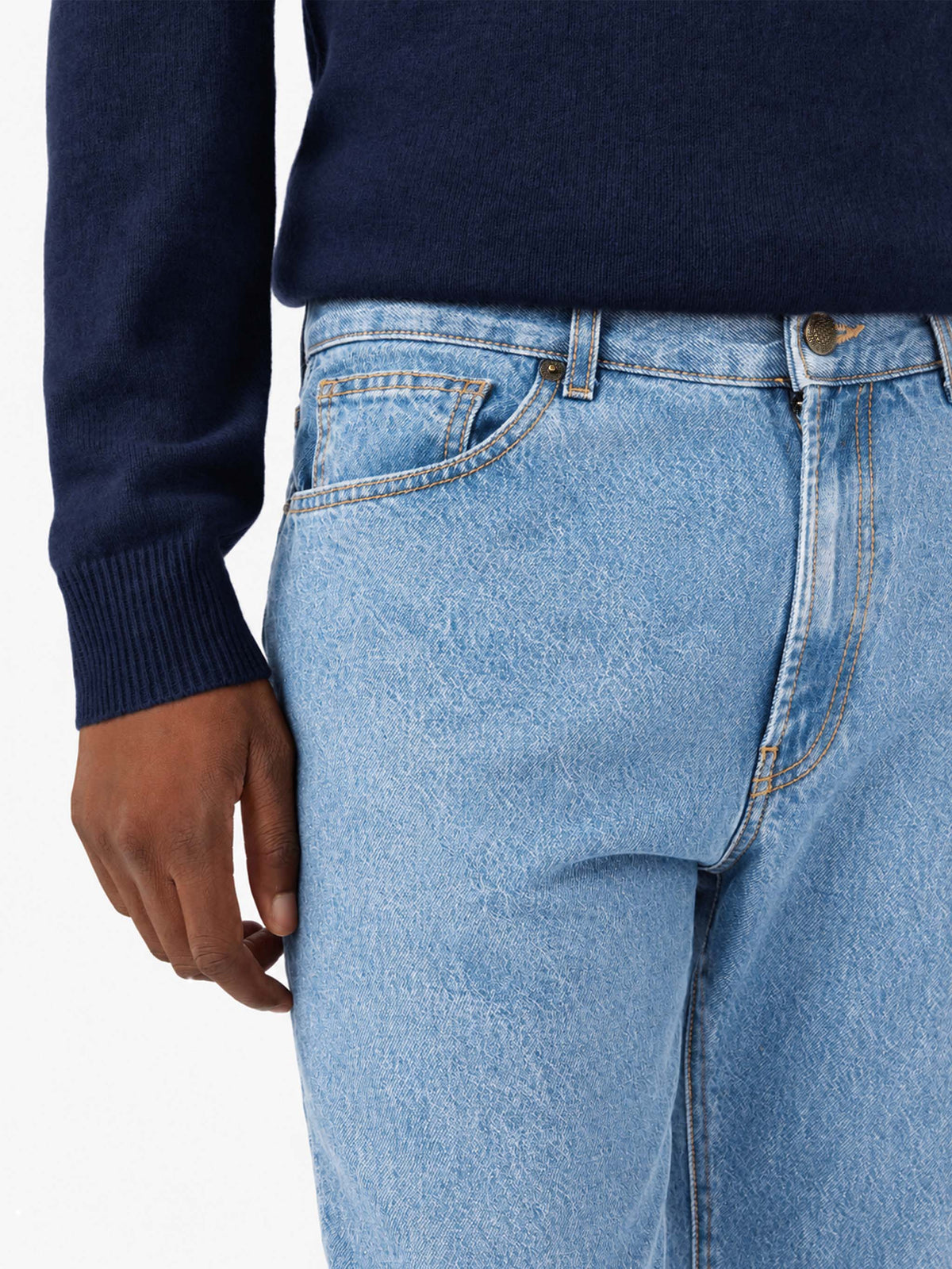 Jeans Riverdale azzurri in denim con finitura raw
