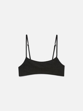 Top bikini Sadie bralette in lurex nero tinta unita