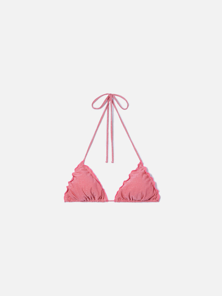 Top bikini Sagittarius triangolo in lurex rosa